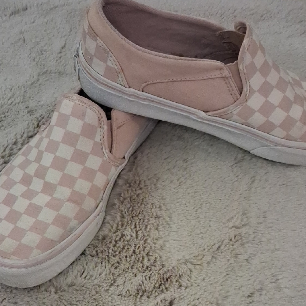 Vans Womens Pink Checkered Slip-On Sneakers - Picture 3 of 3